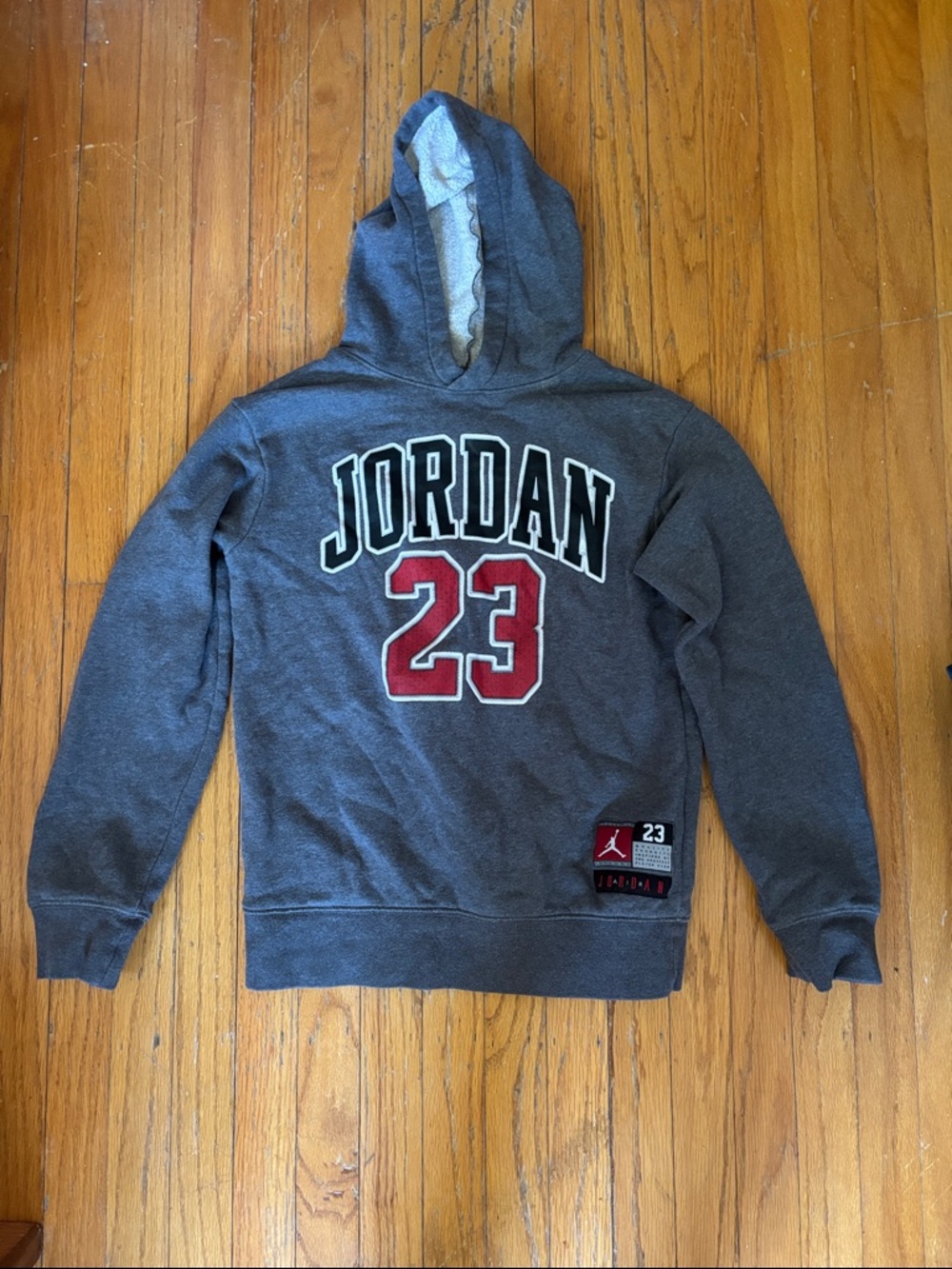 Jordan Kids Gray Hoodie with Red 23 Graphic